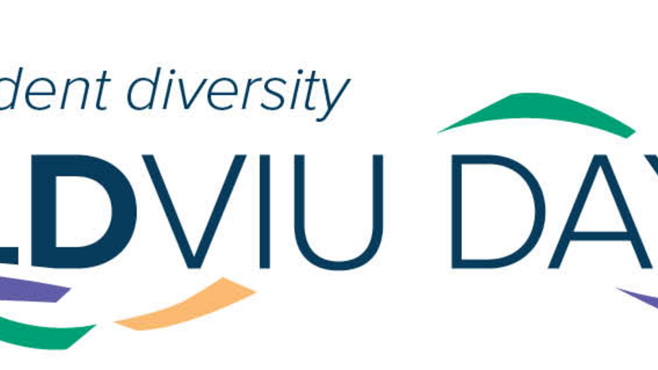 WorldVIU Days Logo with small text stating "Celebrating student diversity" above large text stating "WORLDVIU DAYS" with branded symbol