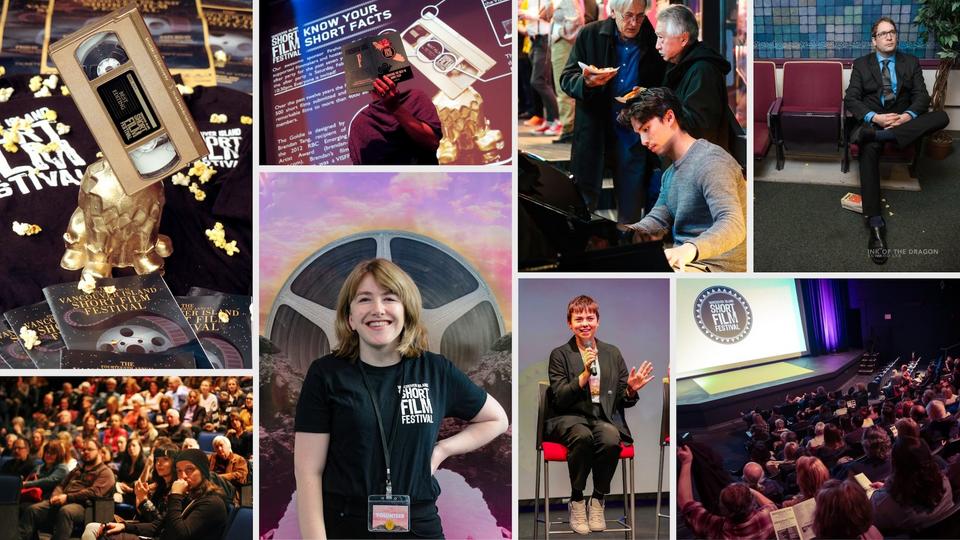 VISFF Collage, Goldie award, filmmakers, volunteers and audience members.