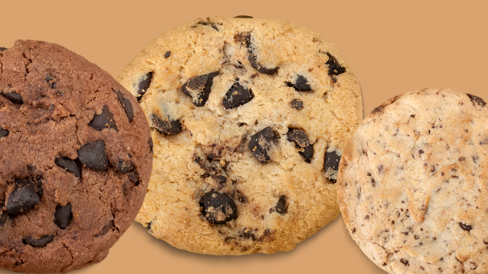 Three cookies on tan background