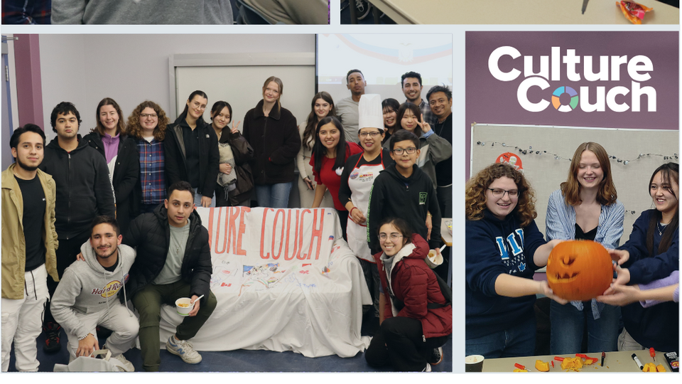 Multiple students participating in activities at Culture Couch event.