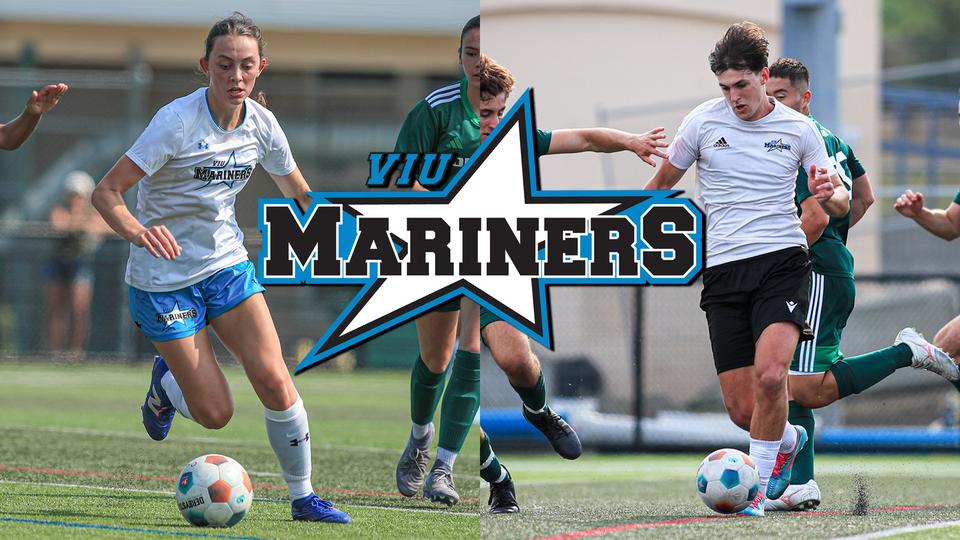 VIU Mariners logo over women's and men's soccer 
