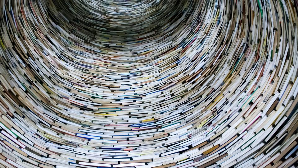 photo of book tower by lysander yuen