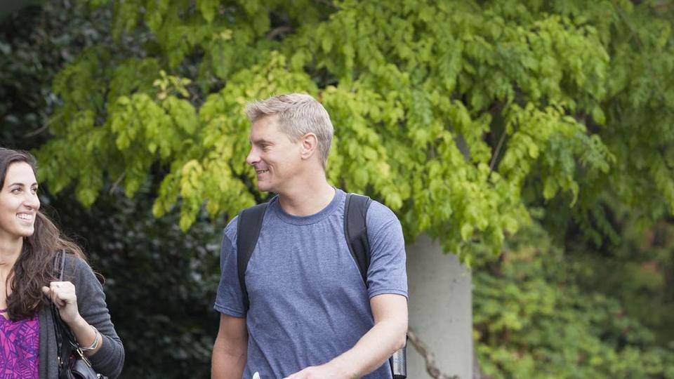 two viu students walking through Nanaimo campus